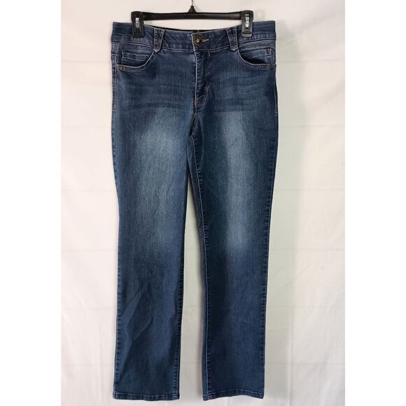 Democracy Women’s “Ab”Solution Mid Rise Straight Leg Jeans Blue Denim Size 12 - Picture 1 of 7